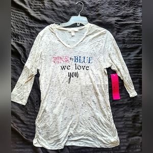NWT Angel Knoo Maternity Gender Reveal Half Sleeve Shirt XL